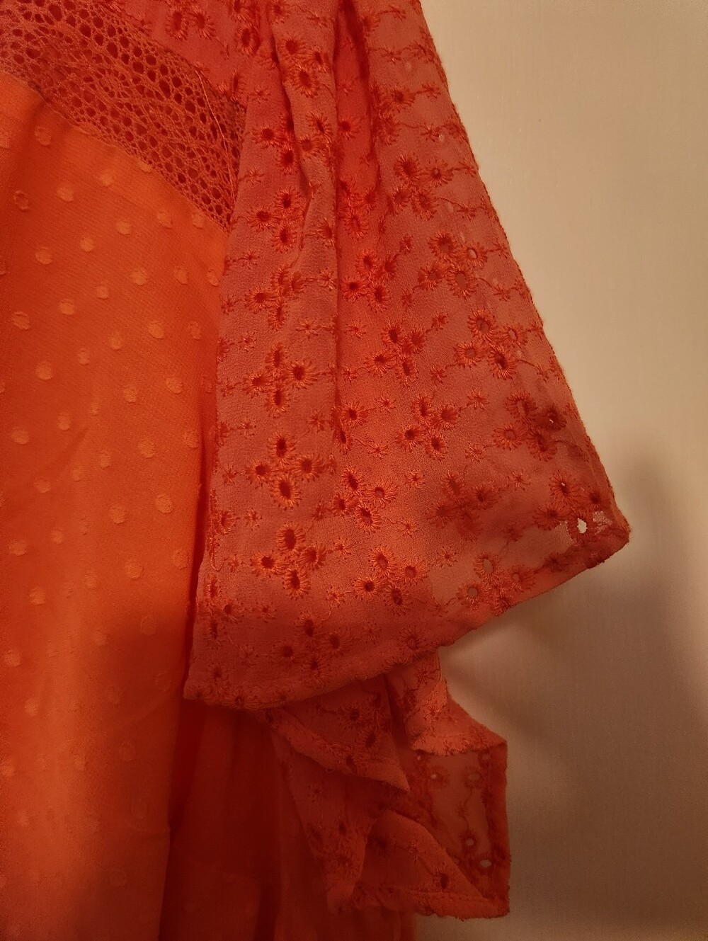 Torrid Dot Lace V‑Neck Peach Eyelet Flutter Blouse/Dress NWT - Picture 5 of 6